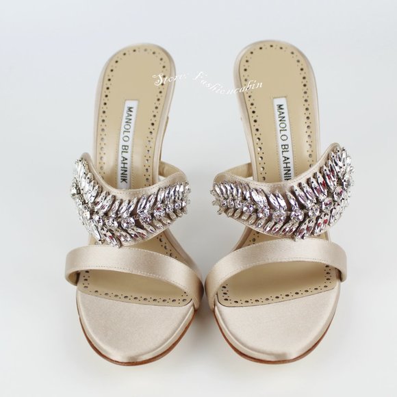 NEW MANOLO BLAHNIK Skysan Crystal Heeled Sandals - Picture 8 of 15